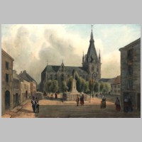 Liege, cathédrale, Cathédrale Saint-Paul (milieu du XIXe siècle ) Aquarelle de J. Fussell, Wikipedia.jpg